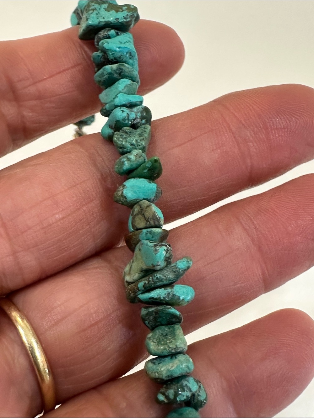 Southwestern Authentic Turquoise Style Chip Layered Necklace Set Cross Pendant - Picture 8 of 9